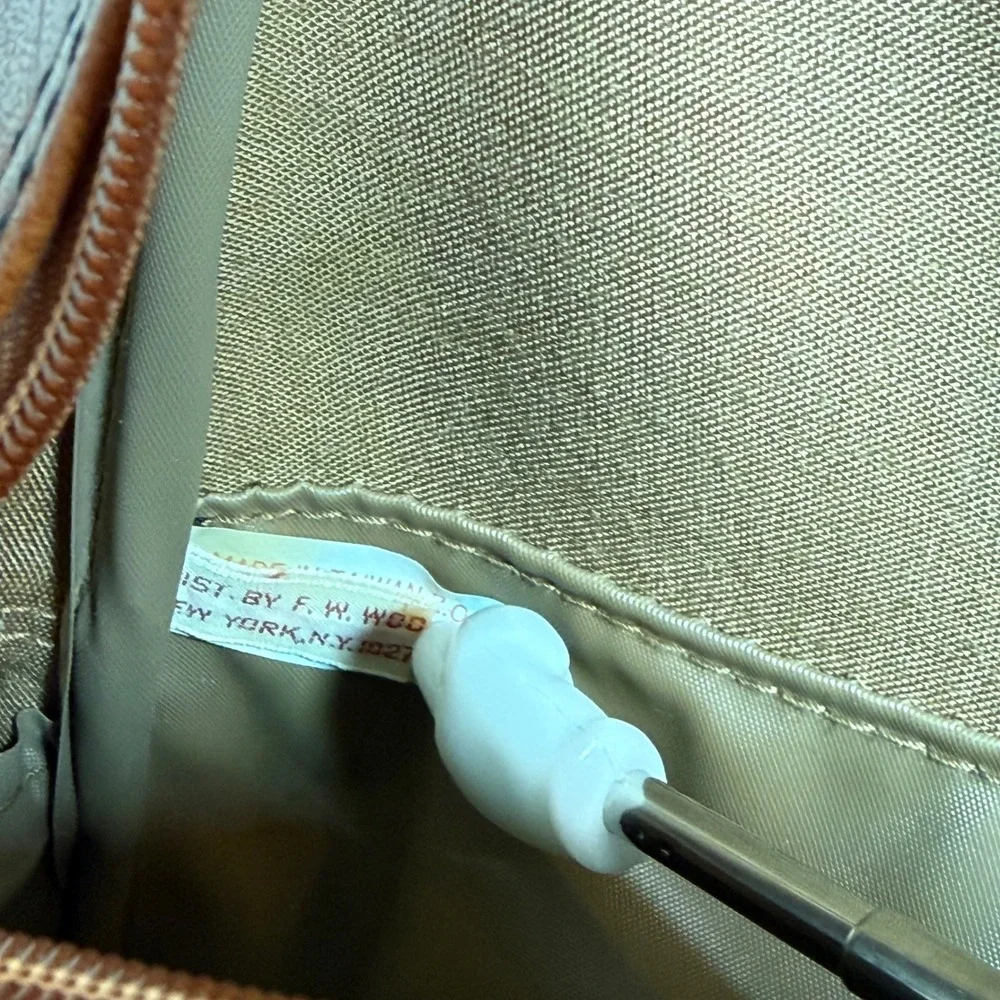 F.W. Woolworth Vintage Flight Bag Brown Faux Leather 70s Retro Carry On Academia